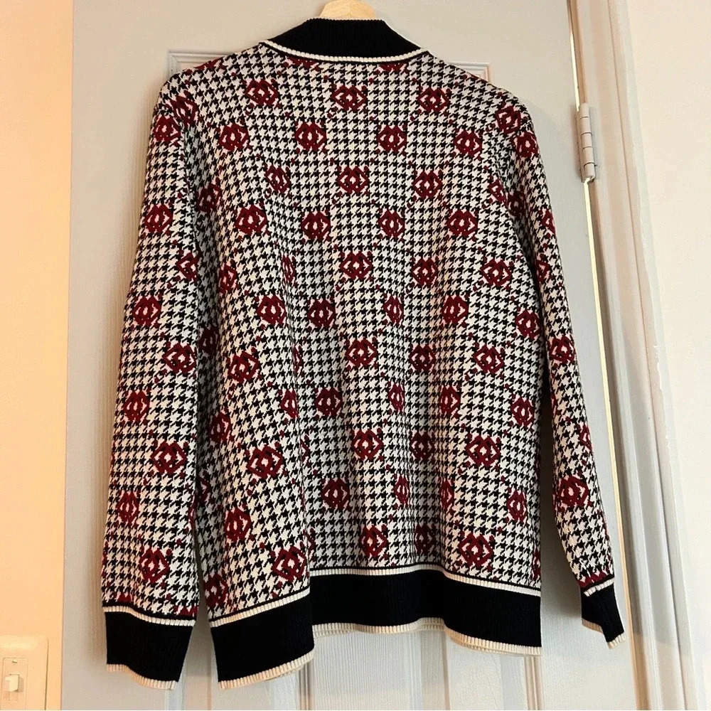 NWT - Anne Klein Houndstooth Zip-Up Cardigan - Size Large - Picture 6 of 6